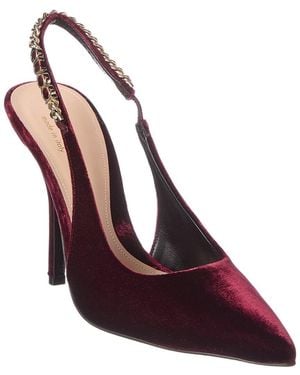 Gucci Signoria 100 Velvet Slingback Pump - Red