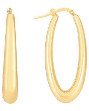 Italian Gold 14k Puffy Oval Hoops - Metallic