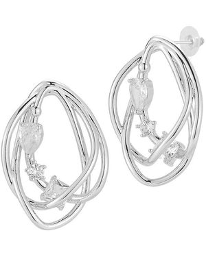 Sphera Milano Plated Crystal Sculptural Earrings - White