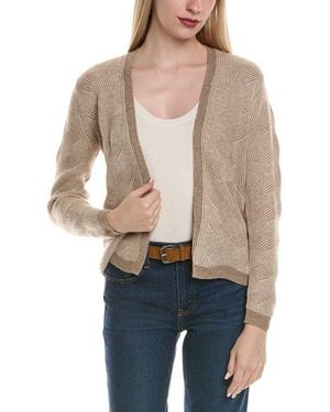 Sofiacashmere Two Tone Brioche Cable Wool & Cashmere-Blend Cardigan - Natural