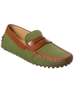 Tod's Gommino Canvas & Leather Loafer - Green