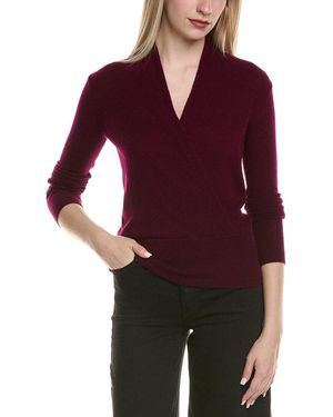 Sofiacashmere Modern Faux Wrap Wool & Cashmere-Blend Sweater - Red