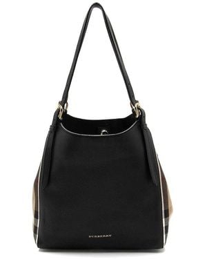 Burberry Leather House Check Canterbury Small Tote (authentic Pre-loved) - Black