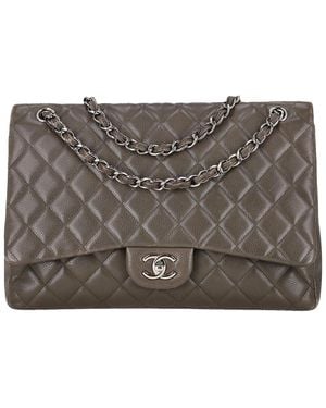 CHANEL Classic Maxi Flap Caviar Leather Bag (authentic Pre-loved) - Grey