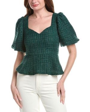 Sail To Sable Puff Sleeve Peplum Top - Green