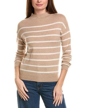 Bruno Magli Jersey Striped Funnel Neck Wool & Cashmere-Blend Jumper - Natural