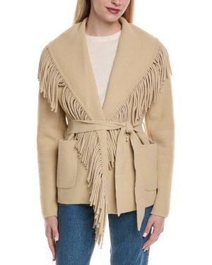 NVLT Short Wrap Fringe Coatigan - Natural
