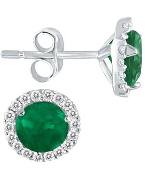 Gemstones 14k 1.17 Ct. Tw. Diamond & Emerald Earrings - Green