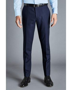 Charles Tyrwhitt Stripe Slim Fit Wool Suit Trouser - Blue