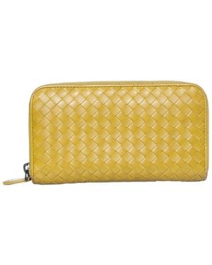 Bottega Veneta Intrecciato Leather Zip Wallet (Authentic Pre-Loved) - Yellow