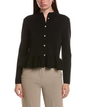 Bruno Magli Merino Wool Peplum Jumper Jacket - Black