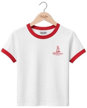 Junk Food Ringer Slim Fit Baby Tee - White