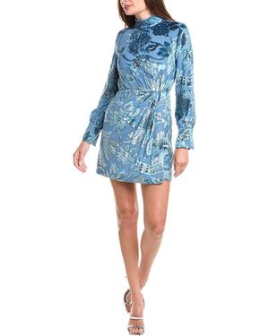 Jonathan Simkhai Halen Draped Mock Neck Mini Dress - Blue