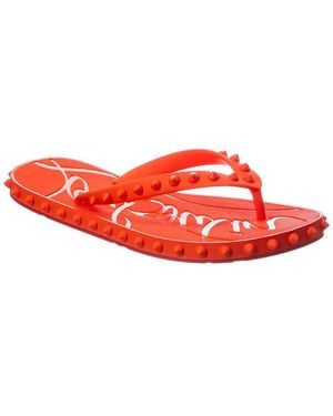 Christian Louboutin Super Loubi Rubber Flip Flop - Red