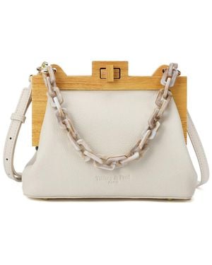 Tiffany & Fred Paris Full-Grain Leather & Real Wood Frame Shoulder Bag - Natural