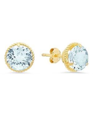 MaxColor 14k 2.80 Ct. Tw. Aquamarine Halo Studs - Blue