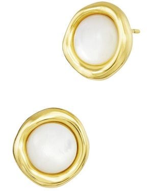 Savvy Cie 18K Plated Pearl Stud Earrings - Metallic