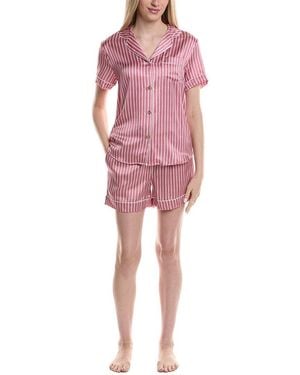 Petite Plume 2Pc Classic Silk Short Set - Red