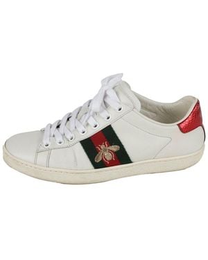 Gucci Leather Ace Sneaker (Authentic Pre-Loved) - White