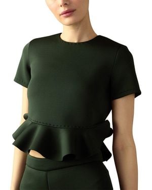 Cynthia Rowley Short Sleeve Astro Knit Top - Green