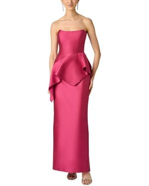 Aidan Mattox Pebble Gazar Long Dress - Pink