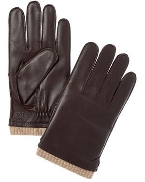 Bruno Magli Cashmere-Lined Leather Gloves - Brown