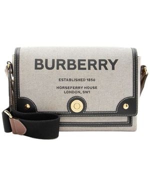 Burberry Black Canvas Horseferry Messenger (authentic Pre-loved) - Gray