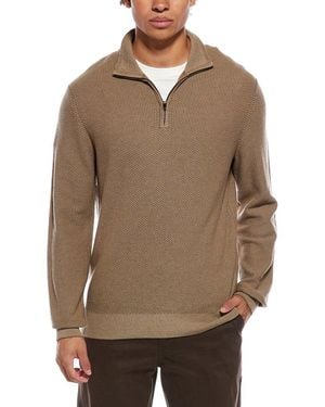 Vince Geo Jacquard 1/4-Zip Wool & Cashmere-Blend Sweater - Brown