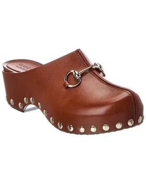 Gucci Gg Horsebit Leather Mule - Brown