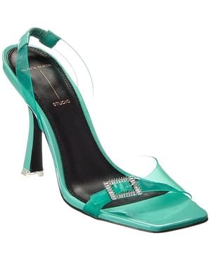 Black Suede Studio Porsha Vinyl & Patent Slingback Sandal - Green