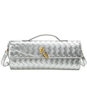 Tiffany & Fred Paris Woven Leather Clutch - Grey