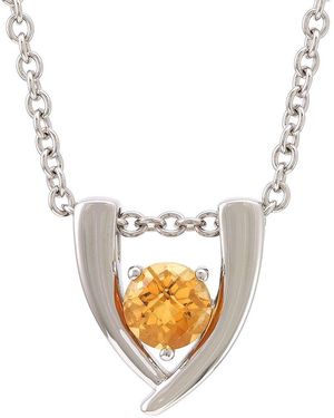 Gemstones 1.71 Ct. Tw. Diamond & Citrine Pendant - Metallic