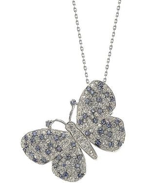 Suzy Levian Silver Sapphire Pendant Brooch - Metallic