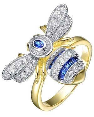 Genevive Jewelry 14k Over Silver Cz Wasp Ring - Blue