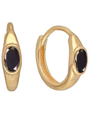 TIRAMISU 14K Plated 0.60 Ct. Tw. Onyx Huggie Earrings - Metallic
