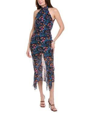 Saloni Georgette Silk Maxi Dress - Blue