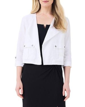 NIC+ZOE Rumba Linen-Blend Moto Jacket - White