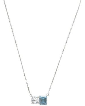 Suzy Levian Silver 5.00 Ct. Tw. Gemstone Toi Et Moi Necklace - Metallic