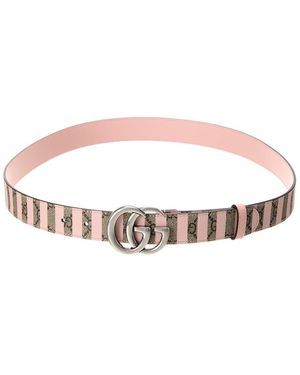 Gucci Gg Supreme Canvas & Leather Belt - Pink