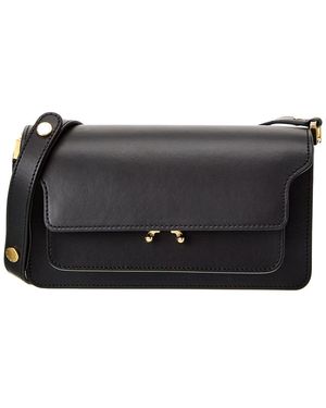 MARNI Black leather micro Trunk E/W crossbody bag