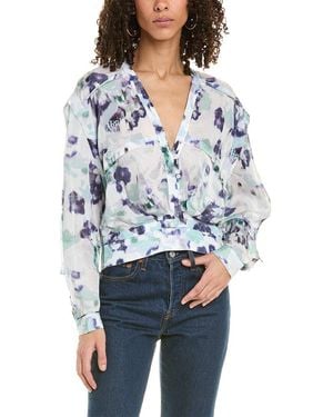 IRO Pleated Silk-Blend Top - Blue