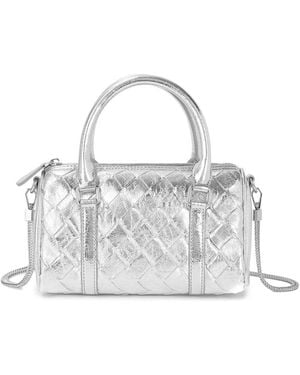 Tiffany & Fred Paris Hand-Woven Leather Bowling Bag - Metallic
