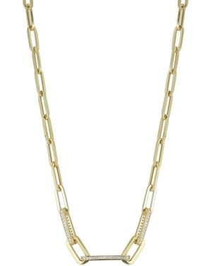 Chloe and Madison 14k Over Silver Cz Chunky Paperclip Necklace - Metallic