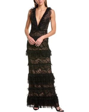 Marchesa Chantilly Lace Gown - Black
