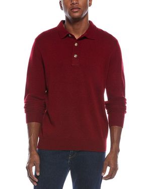 Kier + J Mixed Stitch Wool & Cashmere-Blend Polo Jumper - Red