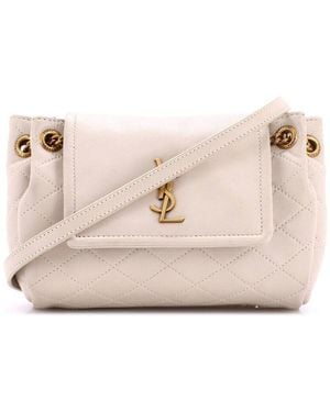 Saint Laurent Quilted Leather Nolita Satchel Mini (Authentic Pre-Loved) - Natural