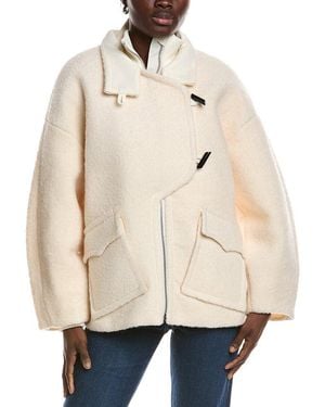 Ganni Boucle Wool-blend Drop Shoulder Jacket - Natural