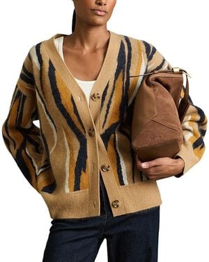 Reiss Serafina Wool & Cashmere-Blend Cardigan - Brown