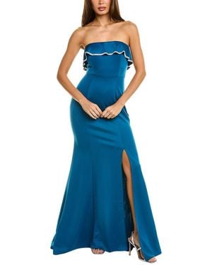 Rene Ruiz Off-The-Shoulder Gown - Blue