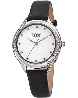 Burgi Burgi Genuine Leather Watch - Gray